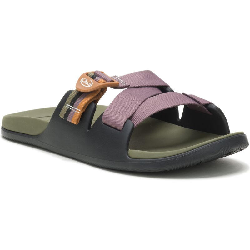 Chaco Chillos Men's Slides Black Olive | OQP11UF7